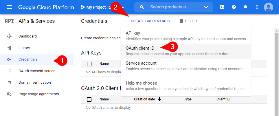 Настройка подключения Google Таблиц