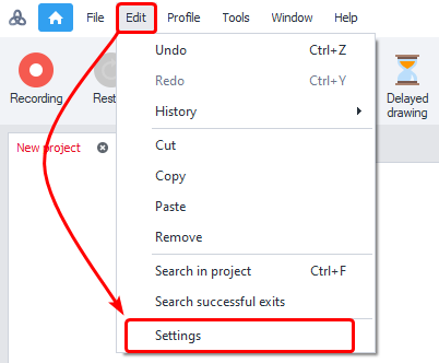 Open via ProjectMaker menu