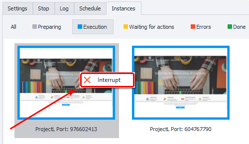 Stopping an instance