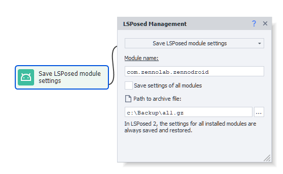 Save module settings