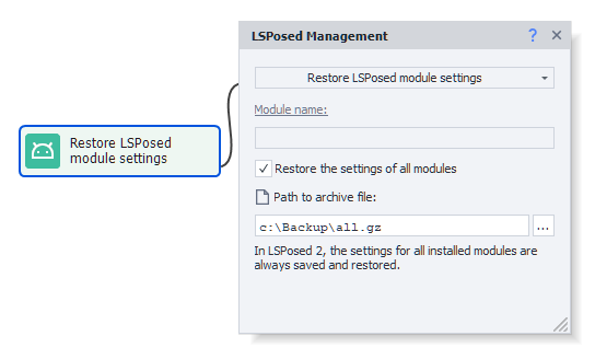 Restore module settings