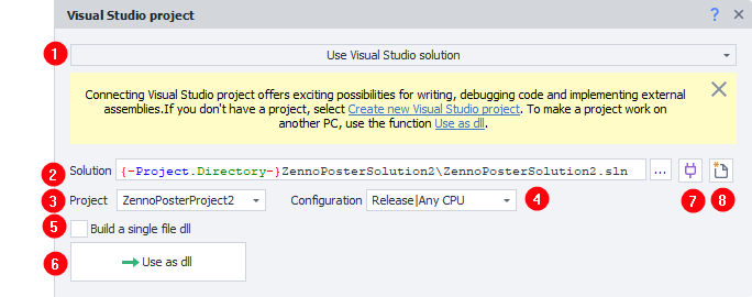 The "Use Visual Studio solution" mode